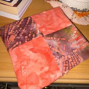 Handmade Coral Pink Tie-Dye Hot Pad / Coaster – Patchwork Design
